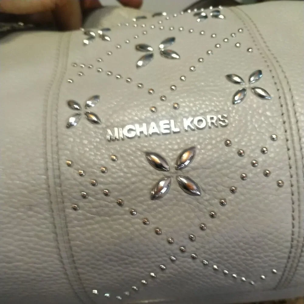 Michael Kors Gray Studded Leather Purse Shoulder bag